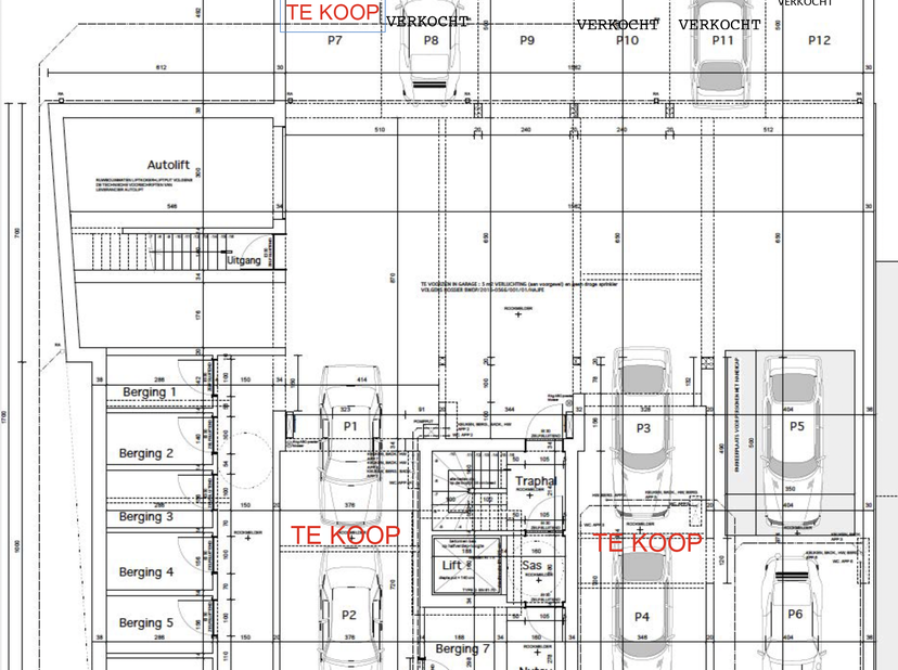 ondergrondse parkeerplaats&lt;br /&gt;
dubbele p1 en2&lt;br /&gt;
dubbele p 3 en 4&lt;br /&gt;
enkele P7